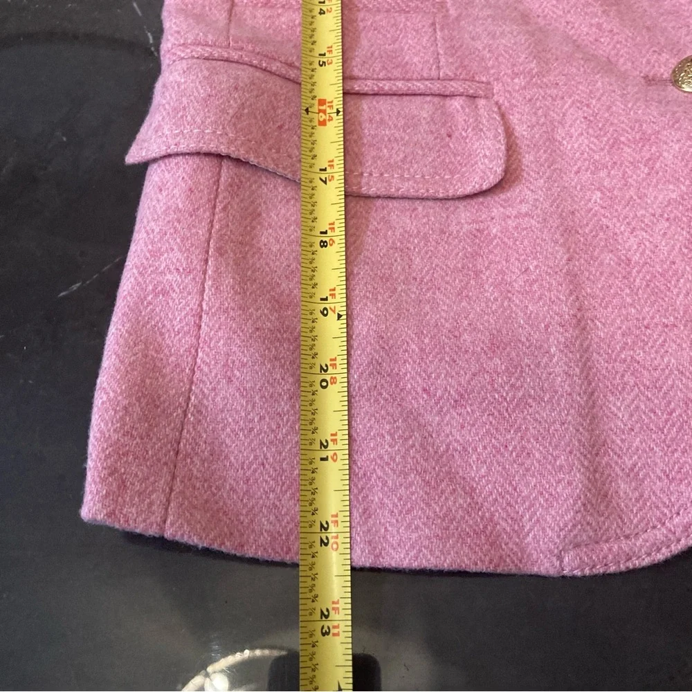J. Crew Women’s Schoolboy Wool Pink Herringbone Blazer Size 2 With Gold Buttons - Picture 13 of 15